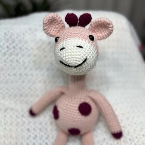 Crocheted pink giraffe